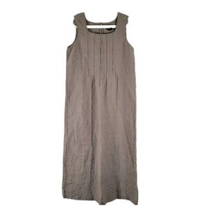 Charter Club 100% Linen Dress Midi Maxi Womens 12 Beige Lagenlook Minimalist